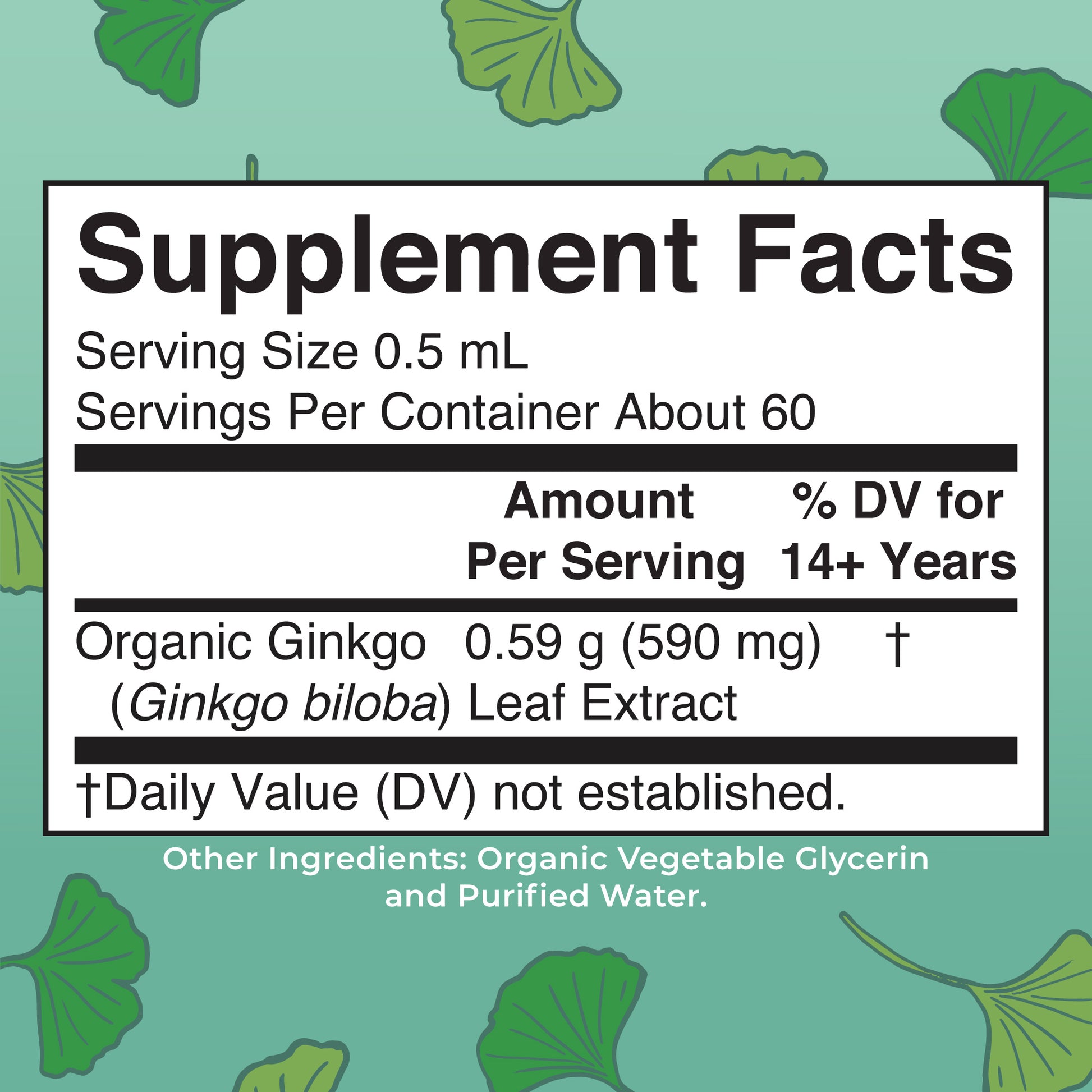 Organic Ginkgo Leaf Liquid Drops Supplement Facts