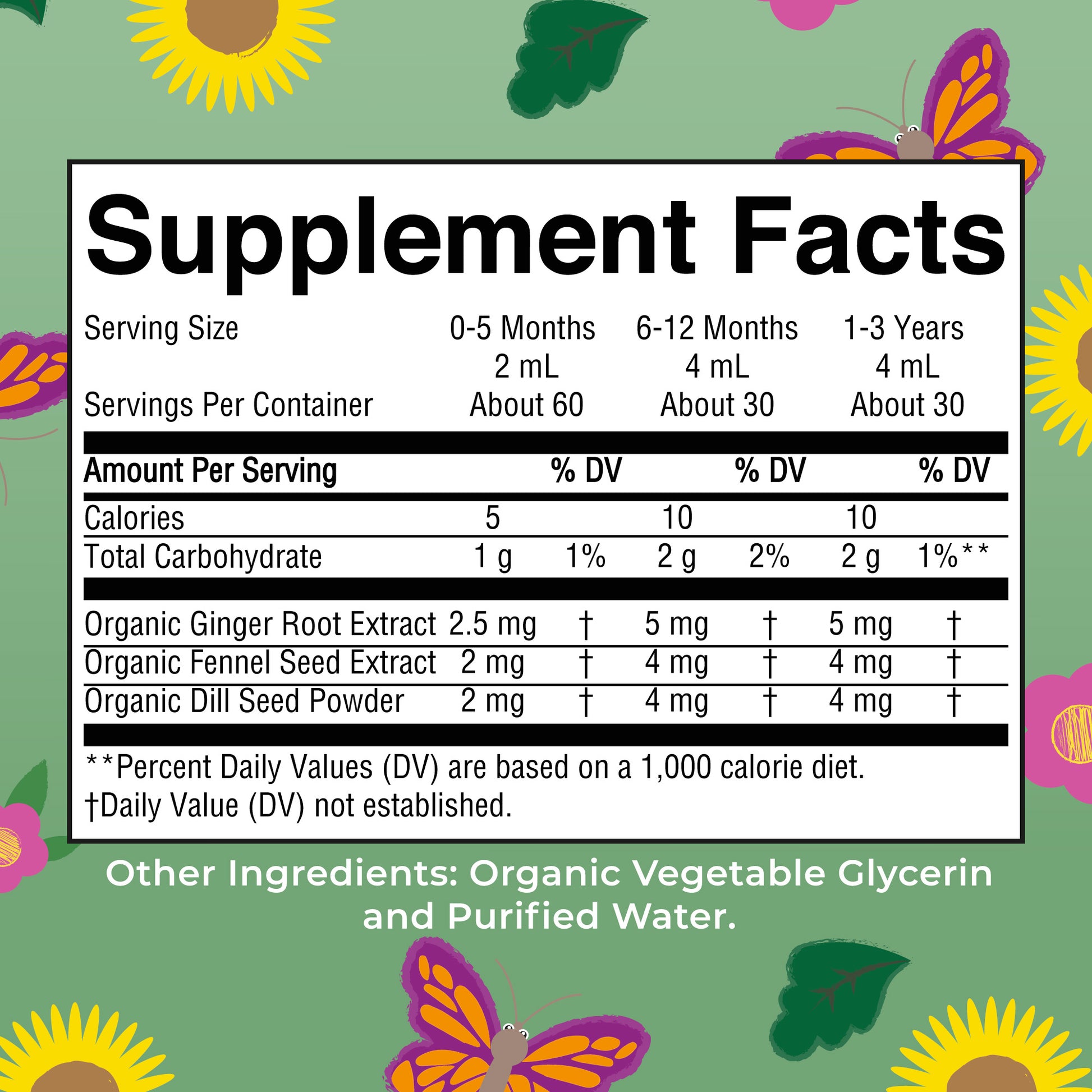 Organic Gripe Water Liquid Drops Supplement Facts
