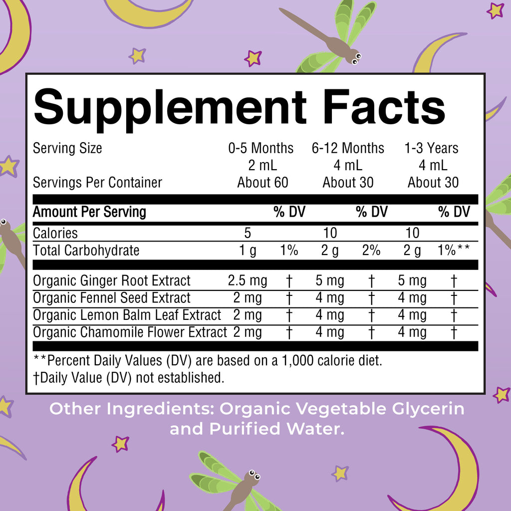 Organic Gripe Water Nighttime Liquid Drops Supplement Facts