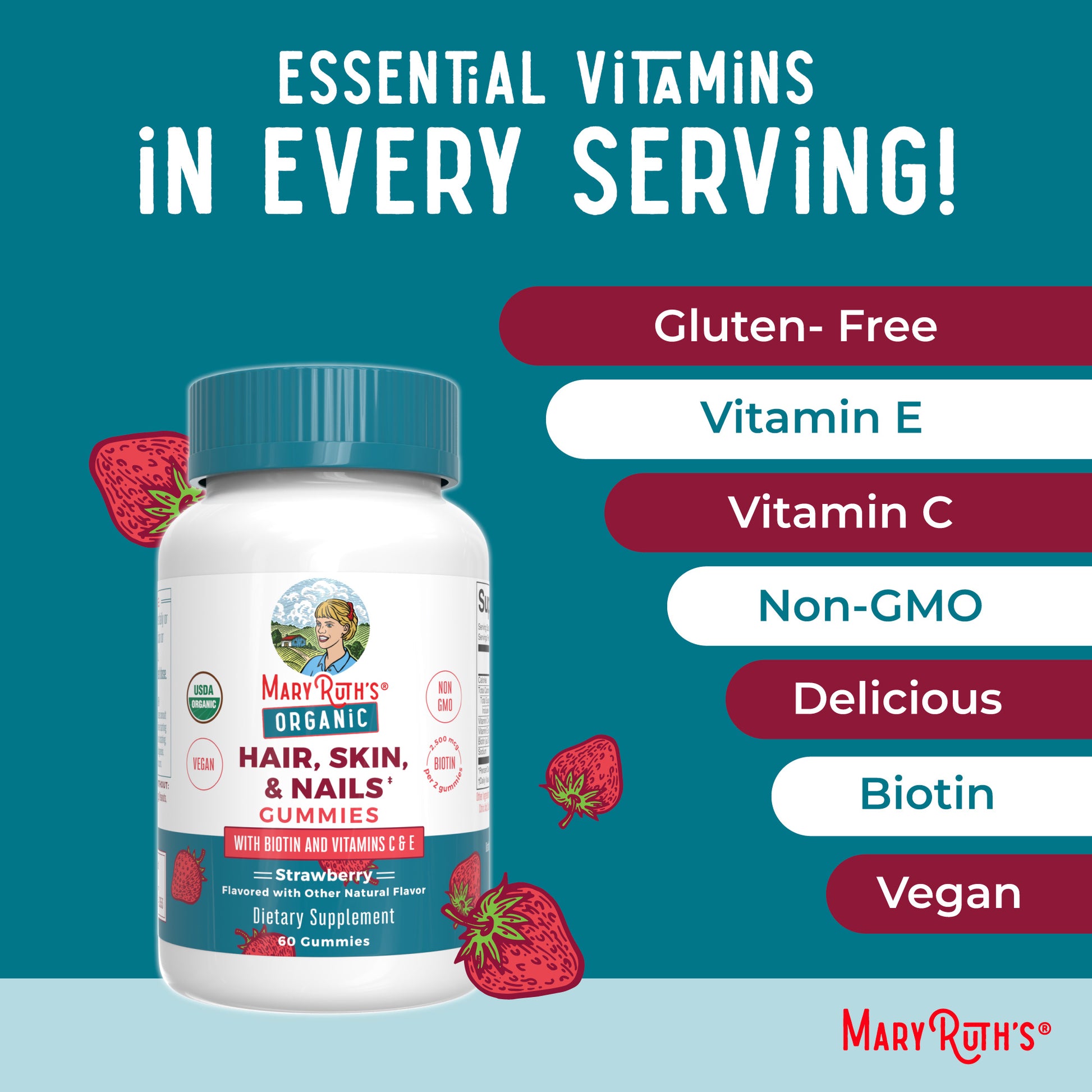 Organic Hair, Skin, & Nails Gummies Ingredients