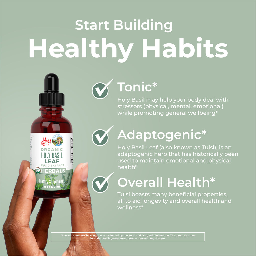 Organic Holy Basil Leaf Liquid Drops Healthy Habits