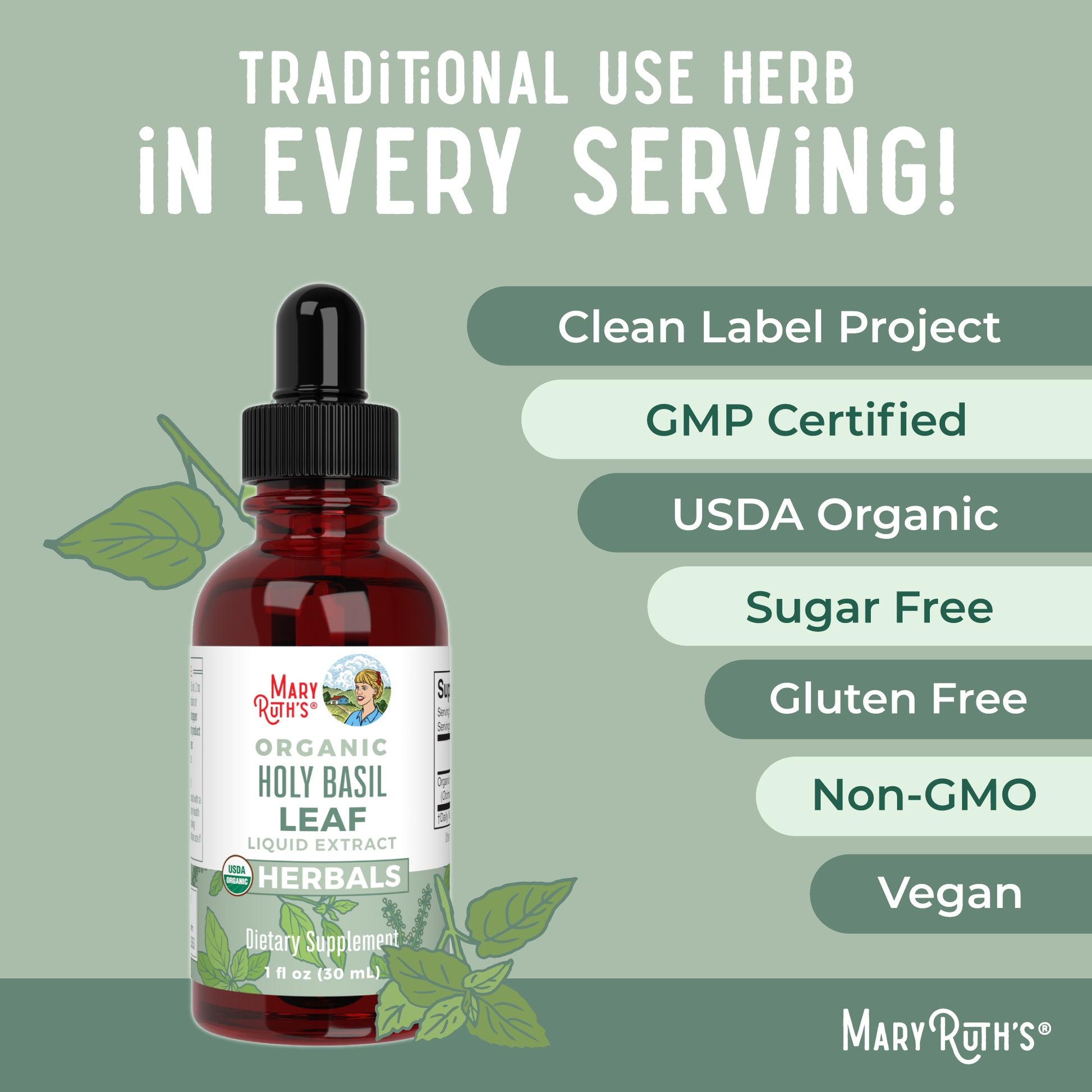 Organic Holy Basil Leaf Liquid Drops Ingredients