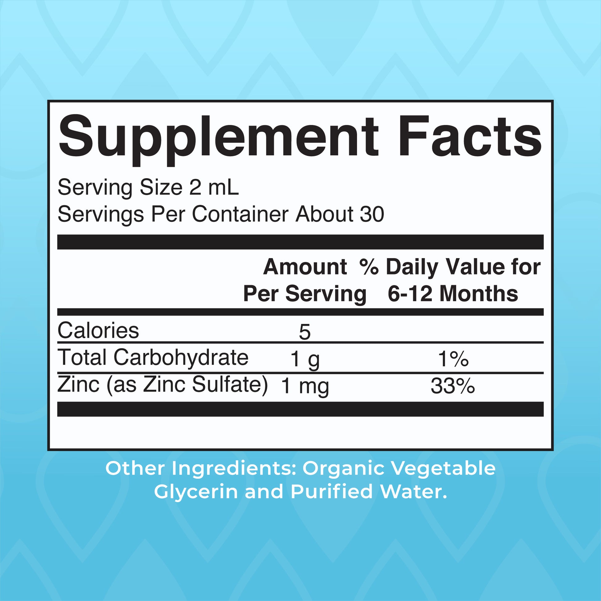 Organic Infant Liquid Zinc Supplement Facts