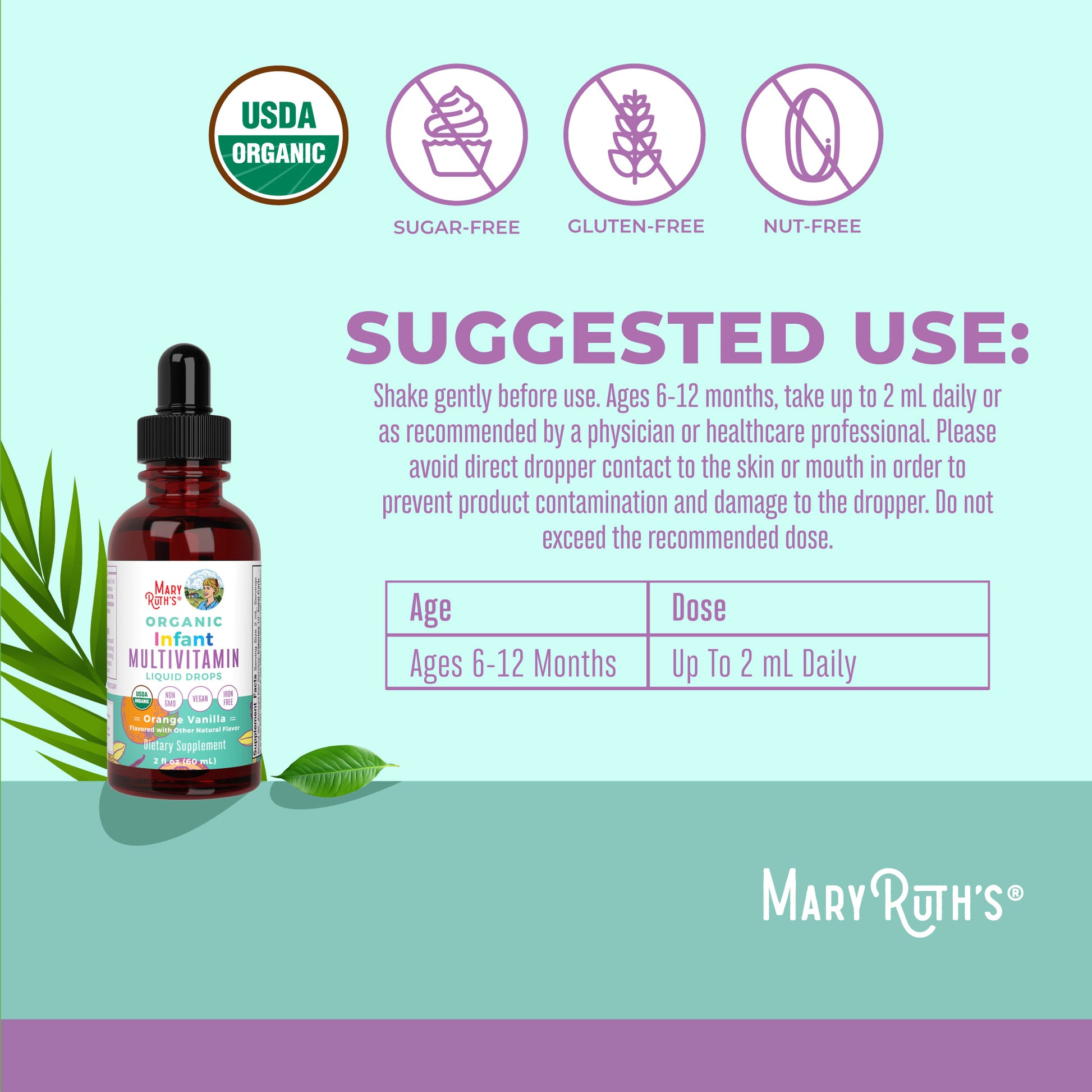 Organic Infant Multivitamin Liquid Drops Suggested Use