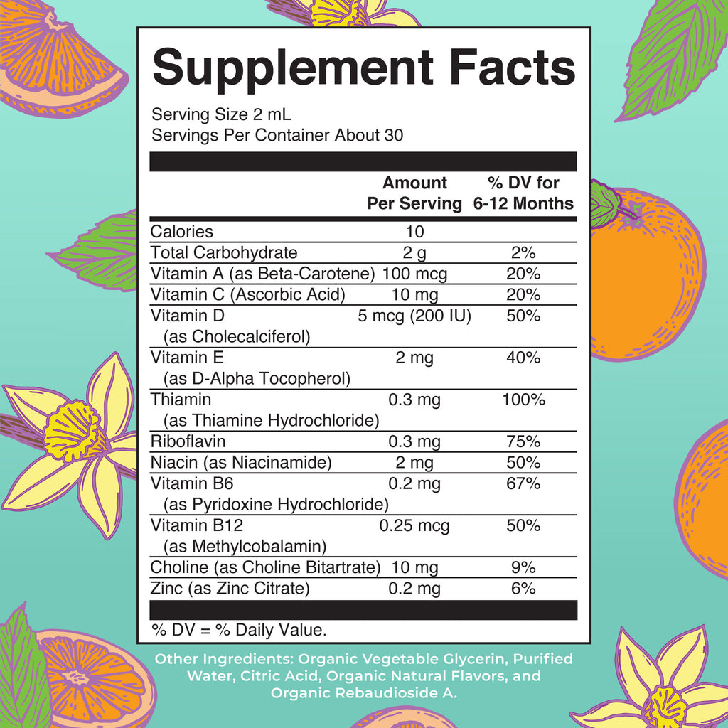 Organic Infant Multivitamin Liquid Drops Supplement Facts