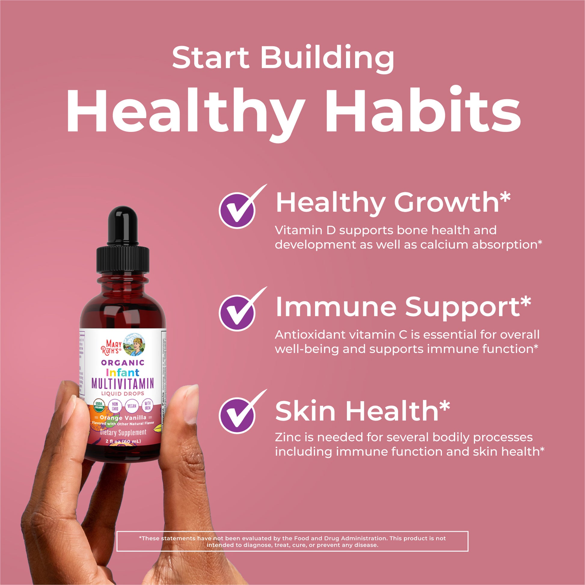 Organic Infant Multivitamin with Iron Liquid Drops Healthy Habits