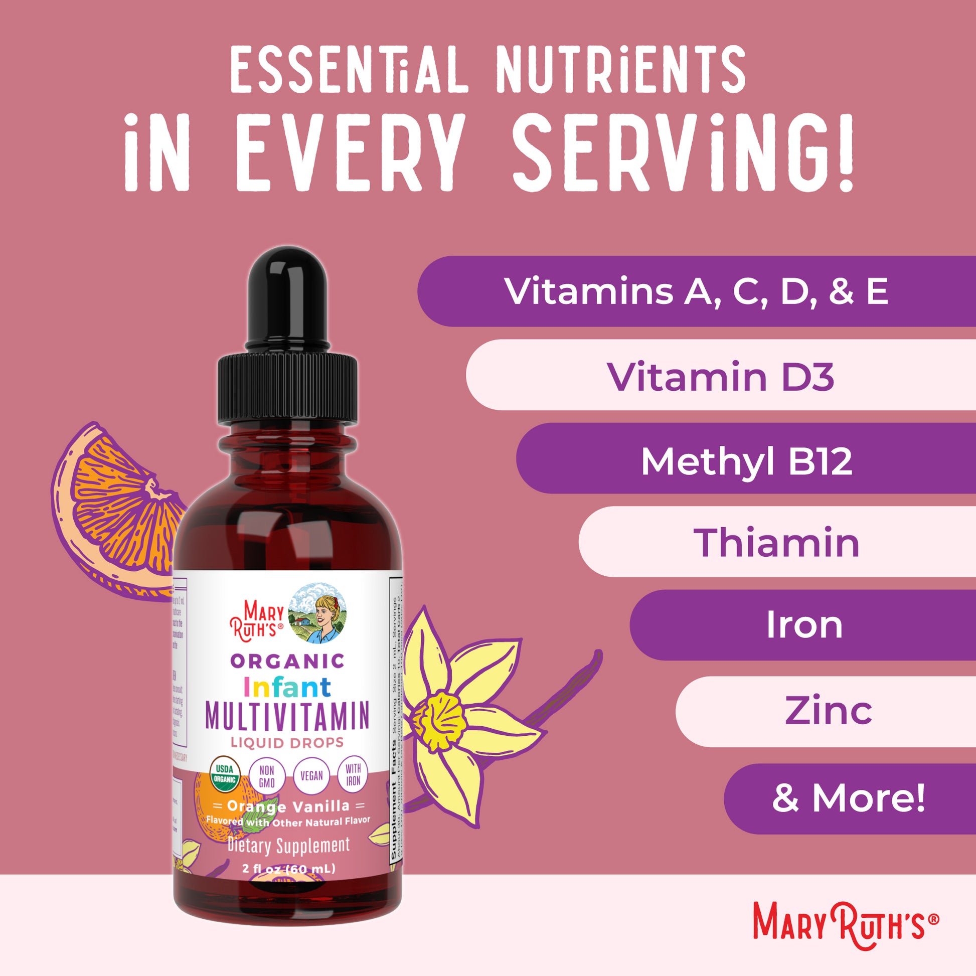 Organic Infant Multivitamin with Iron Liquid Drops Ingredients