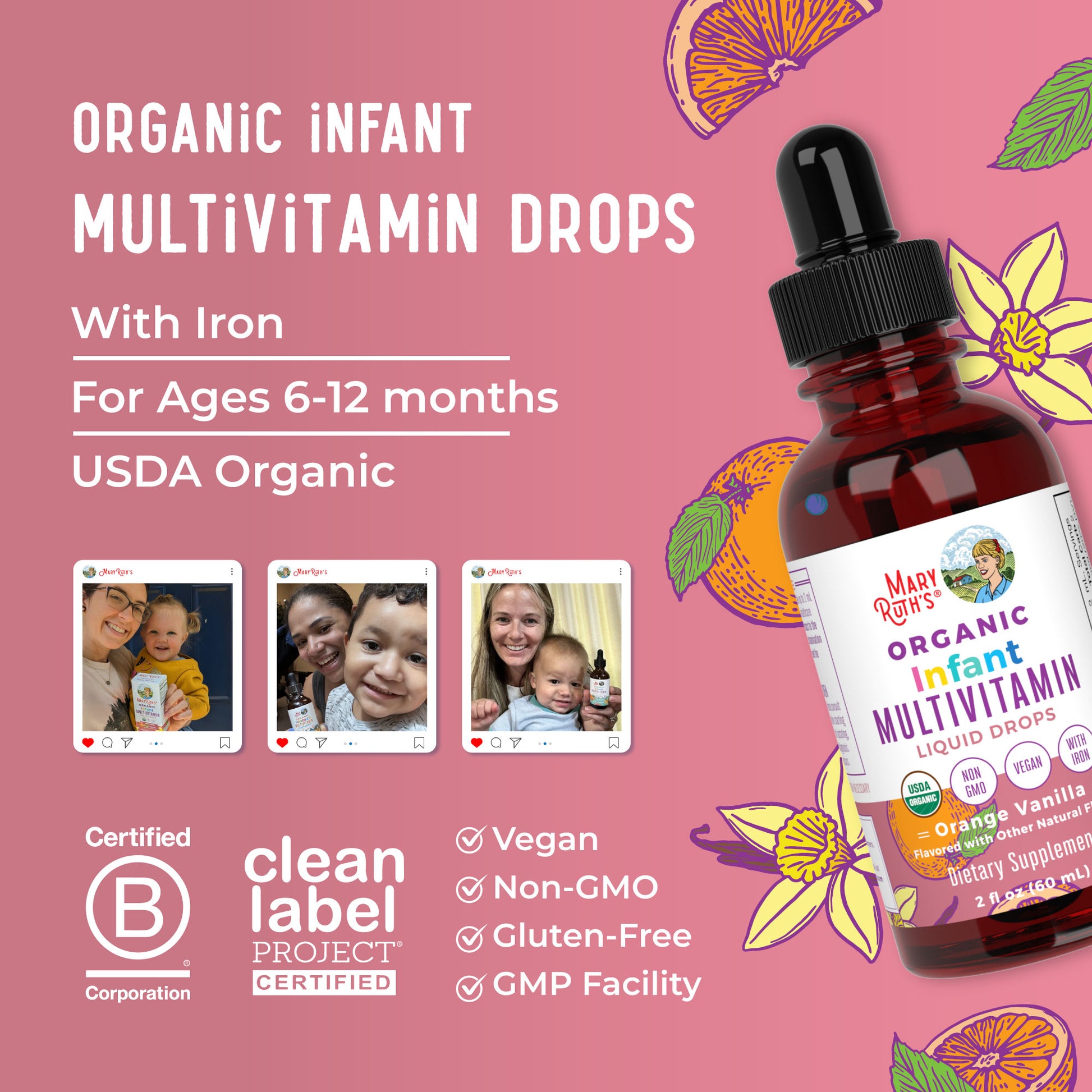 Organic Infant Multivitamin with Iron Liquid Drops 8