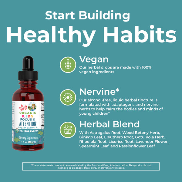 MaryRuth Kids Focus & Attention Vitamin Liquid Drops Herbal Blend Advertisement