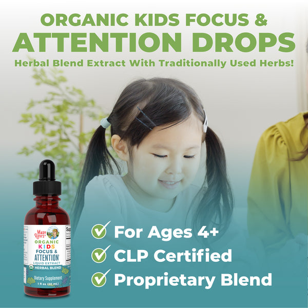 MaryRuth Kids Focus & Attention Vitamin Liquid Drops Herbal Blend Product Overview