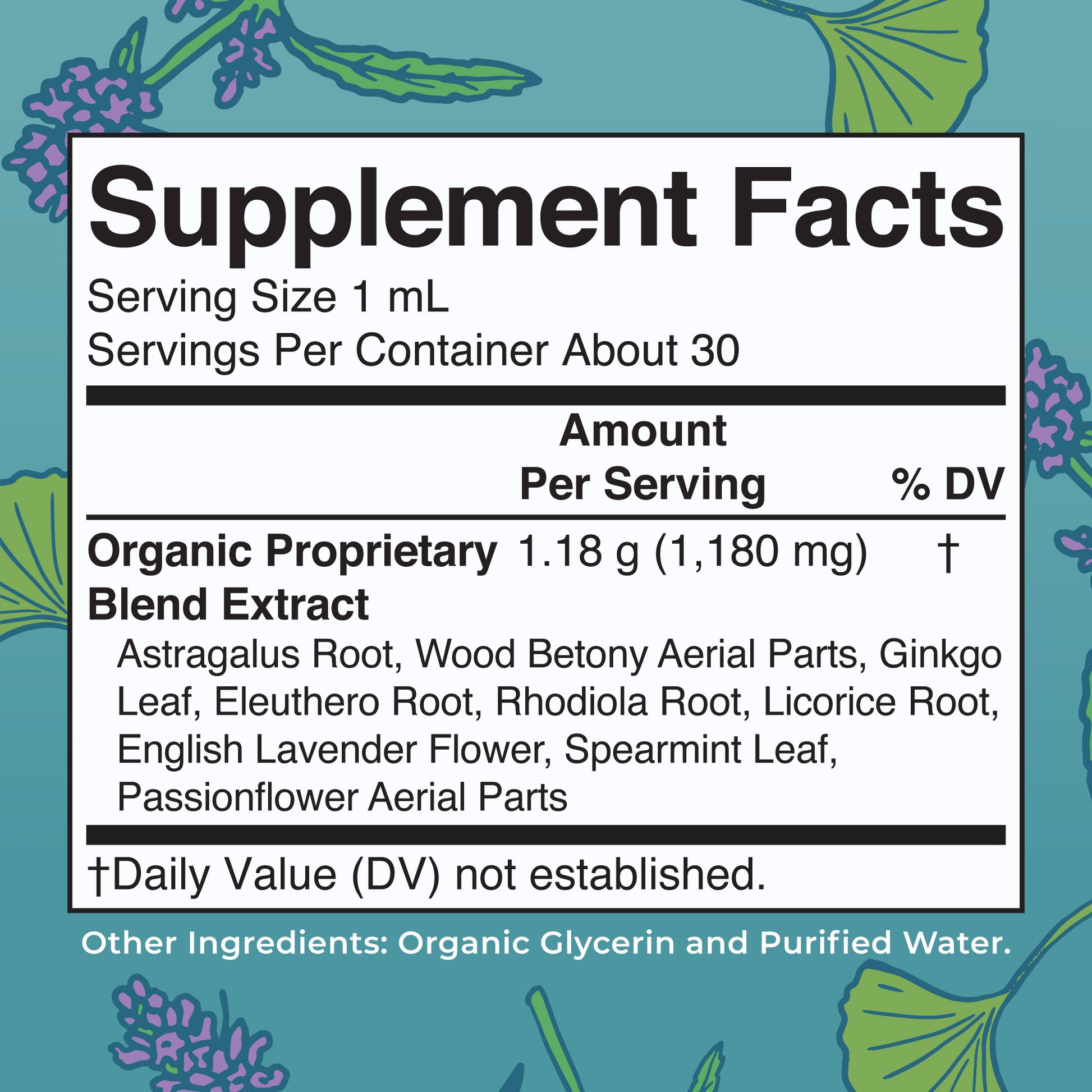 Organic Kids Focus & Attention Liquid Drops Supplement Facts