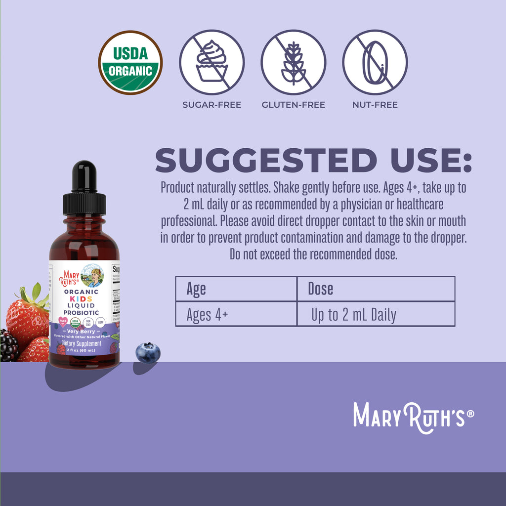 Organic Kids Liquid Probiotic Very Berry Suggested Use