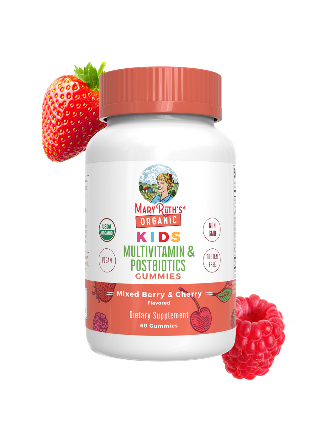 Organic Kids Multivitamin + Postbiotics Gummies Mixed Berry & Cherry 60ct