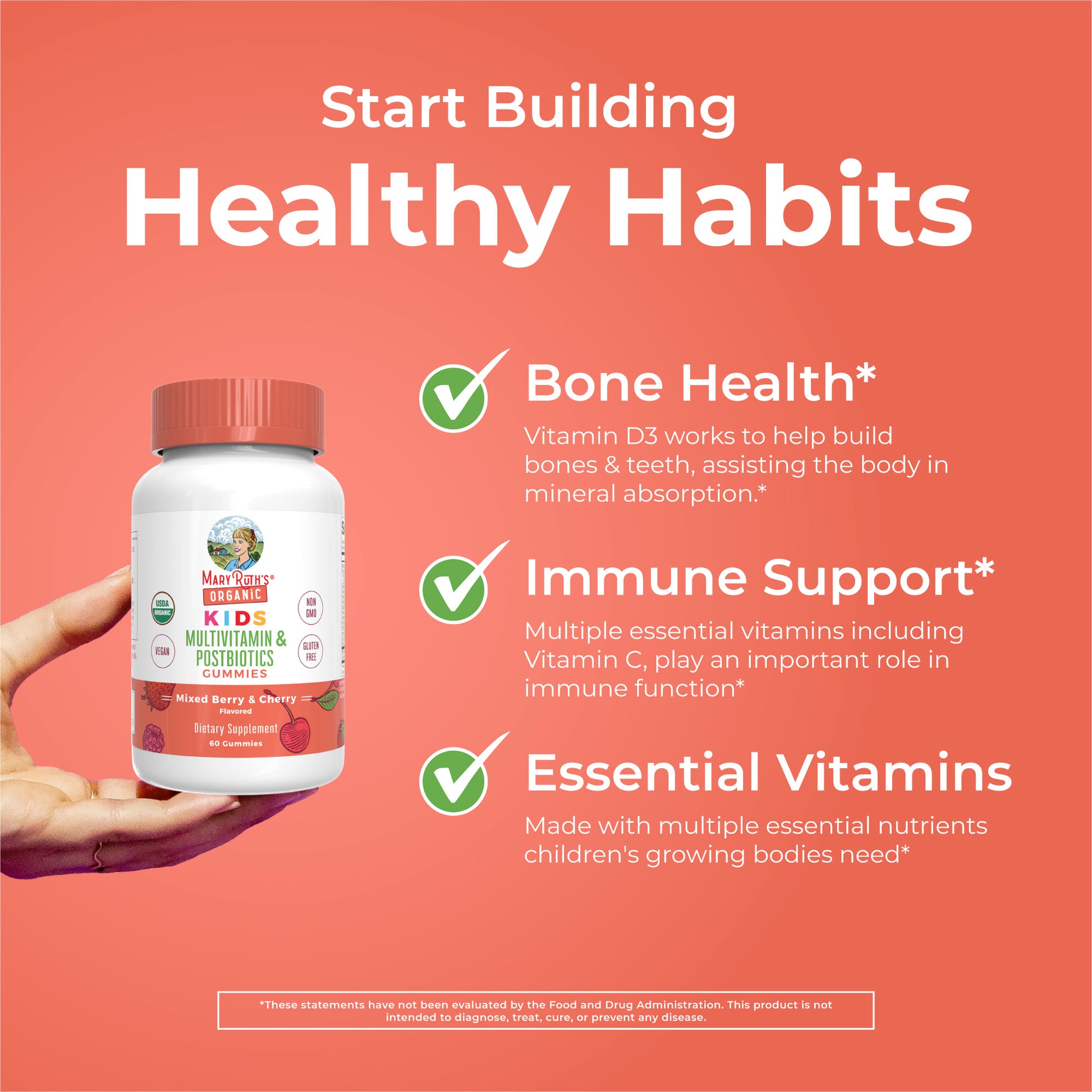 Organic Kids Multivitamin + Postbiotics Gummies Healthy Habits