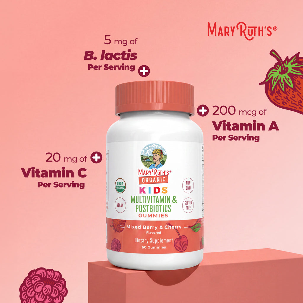 Organic Kids Multivitamin Postbiotics Gummies Mixed Berry Cherry 60ct Ingredients2