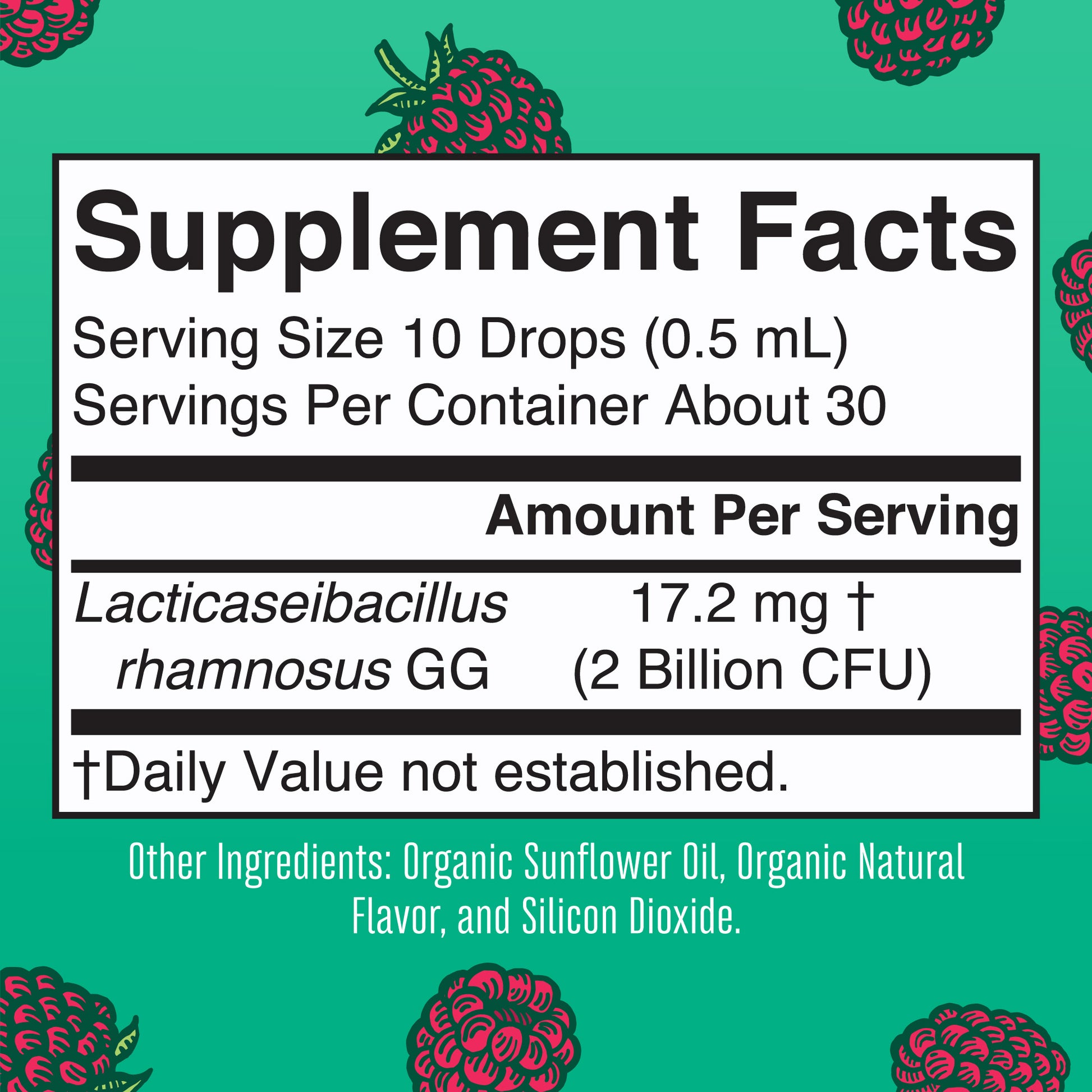 Organic Kids Precision Probiotic Digestive Liquid Drops Supplement Facts