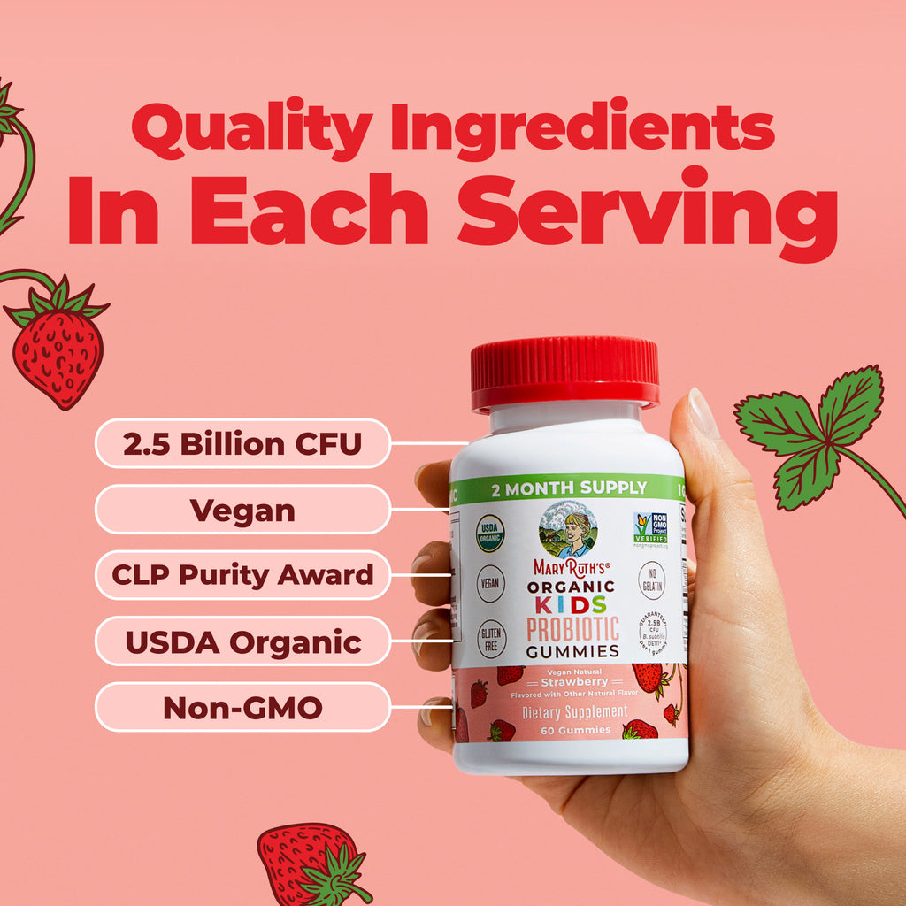 Organic Kids Probiotic Gummies Strawberry 60ct Ingredients