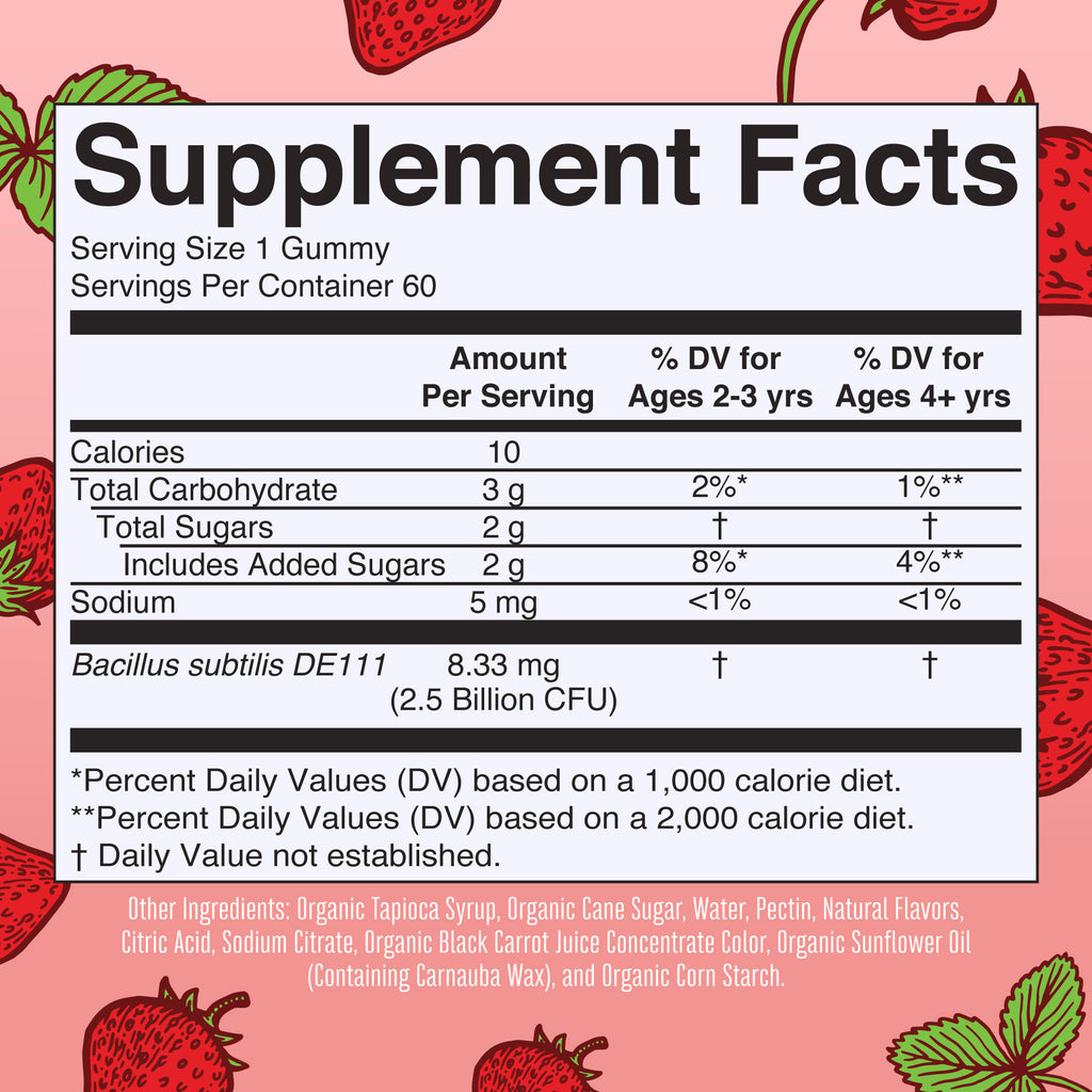 Organic Kids Probiotic Gummies Supplement Facts
