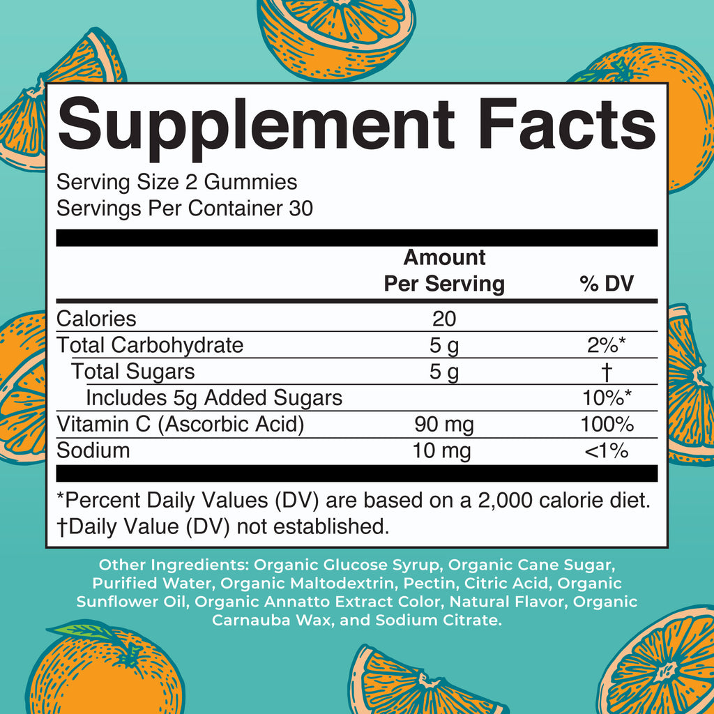 Organic Kids Vitamin C Gummies Supplement Facts