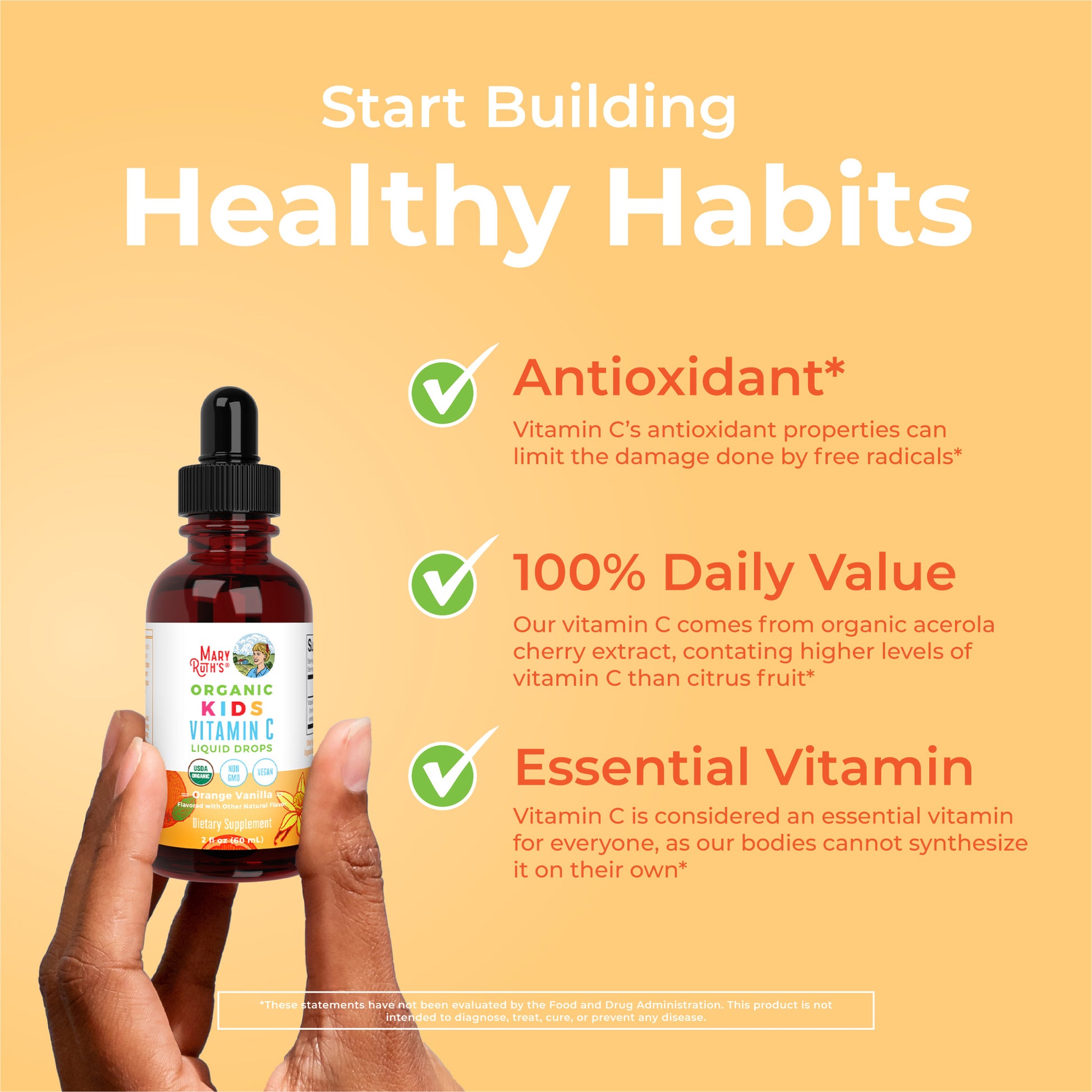 Organic Kids Vitamin C Liquid Drops Healthy Habits