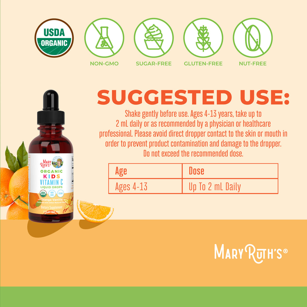 Organic Kids Vitamin C Liquid Drops Suggested Use