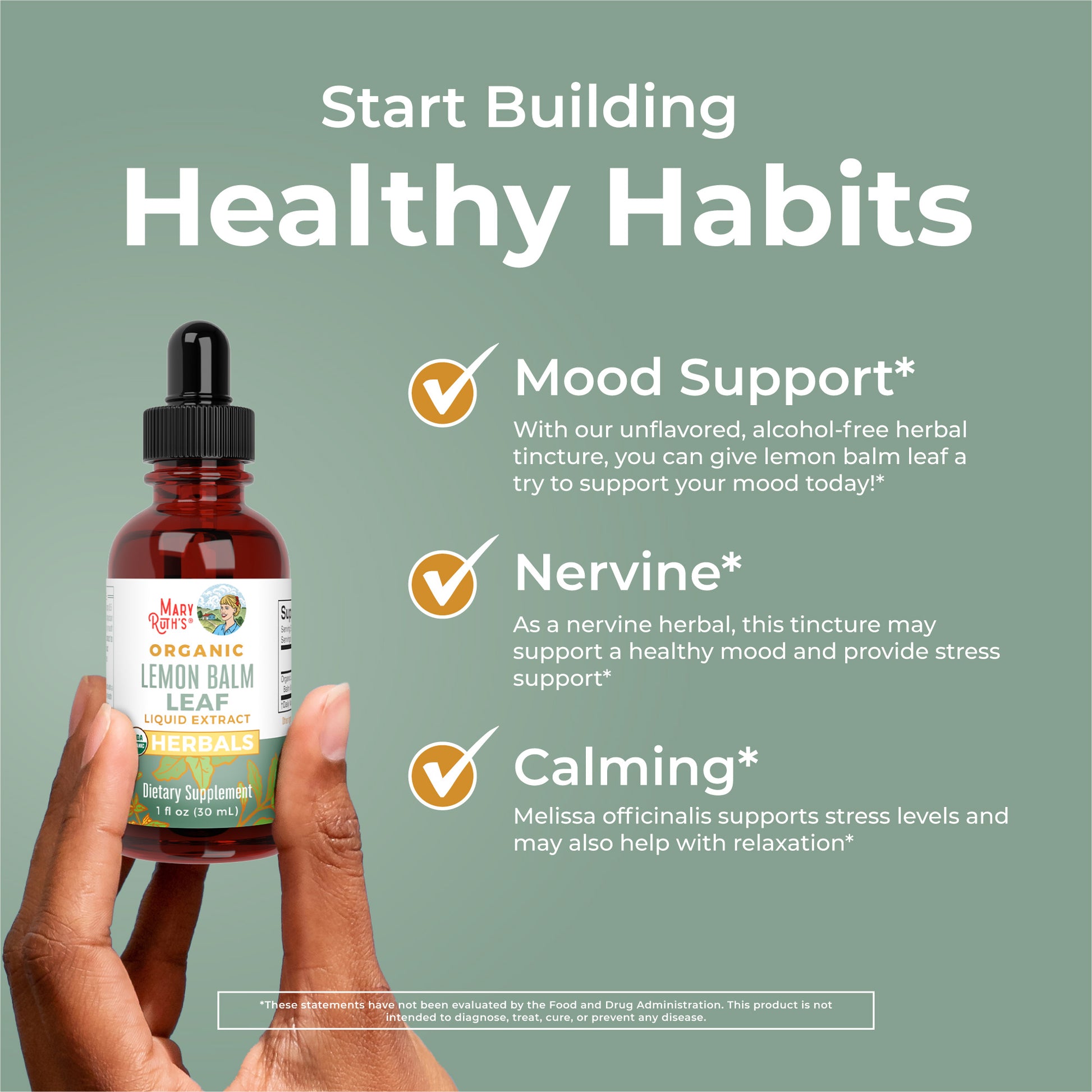 Organic Lemon Balm Leaf Liquid Drops Healthy Habits