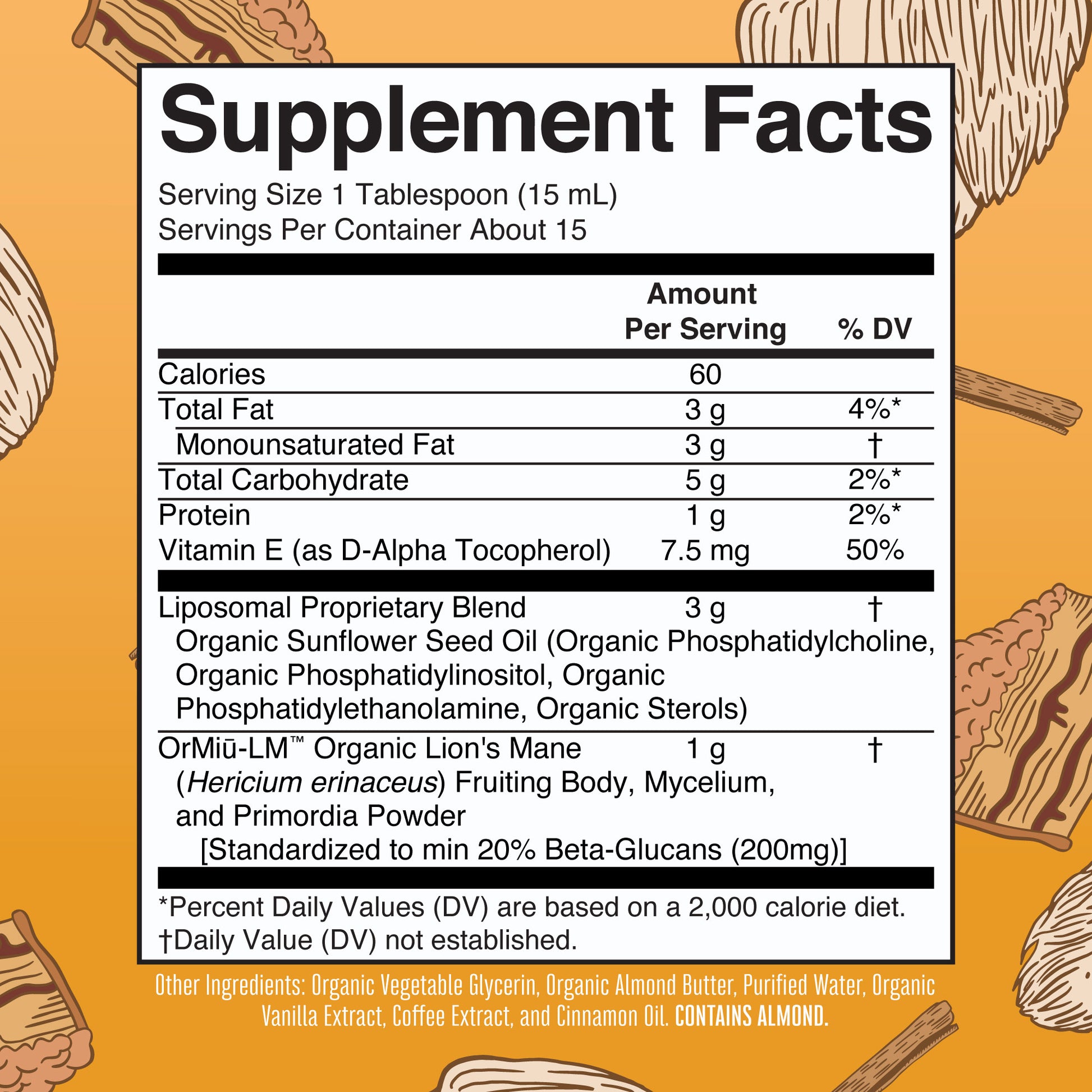 Organic Lion’s Mane Liposomal Supplement Facts