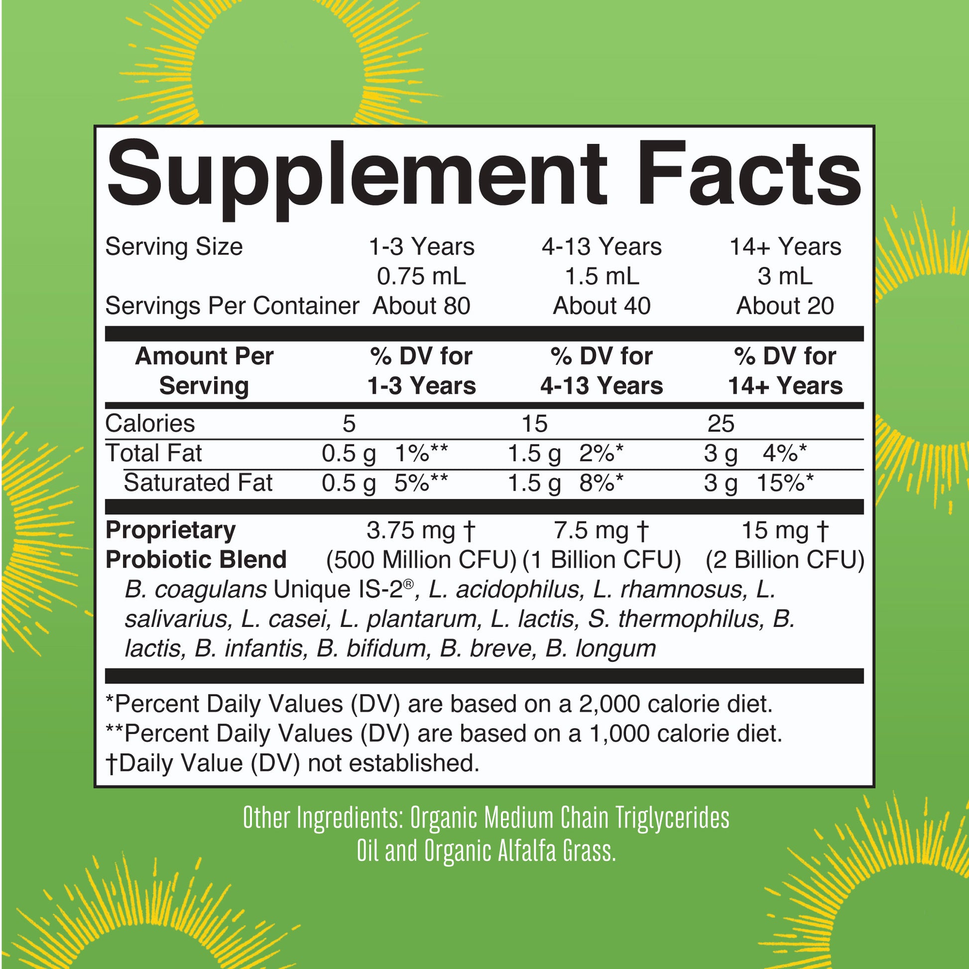 Organic Liquid Probiotic 2oz Supplement Facts