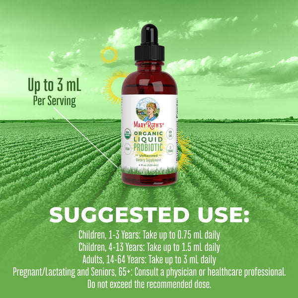 MaryRuth Organic Liquid Probiotic Drops 4oz Unflavored Suggested Use