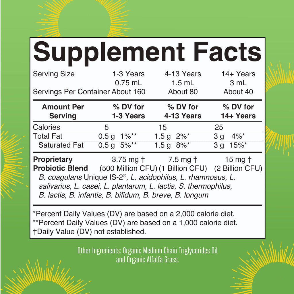 Organic Liquid Probiotic Unflavored 4oz Supplement Facts