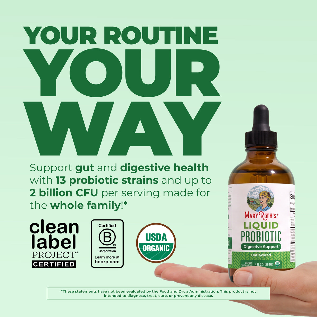 Organic Liquid Probiotic Unflavored 4oz Your Routine Your Way