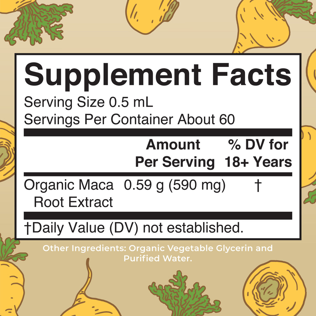 Organic Maca Root Liquid Drops Supplement Facts