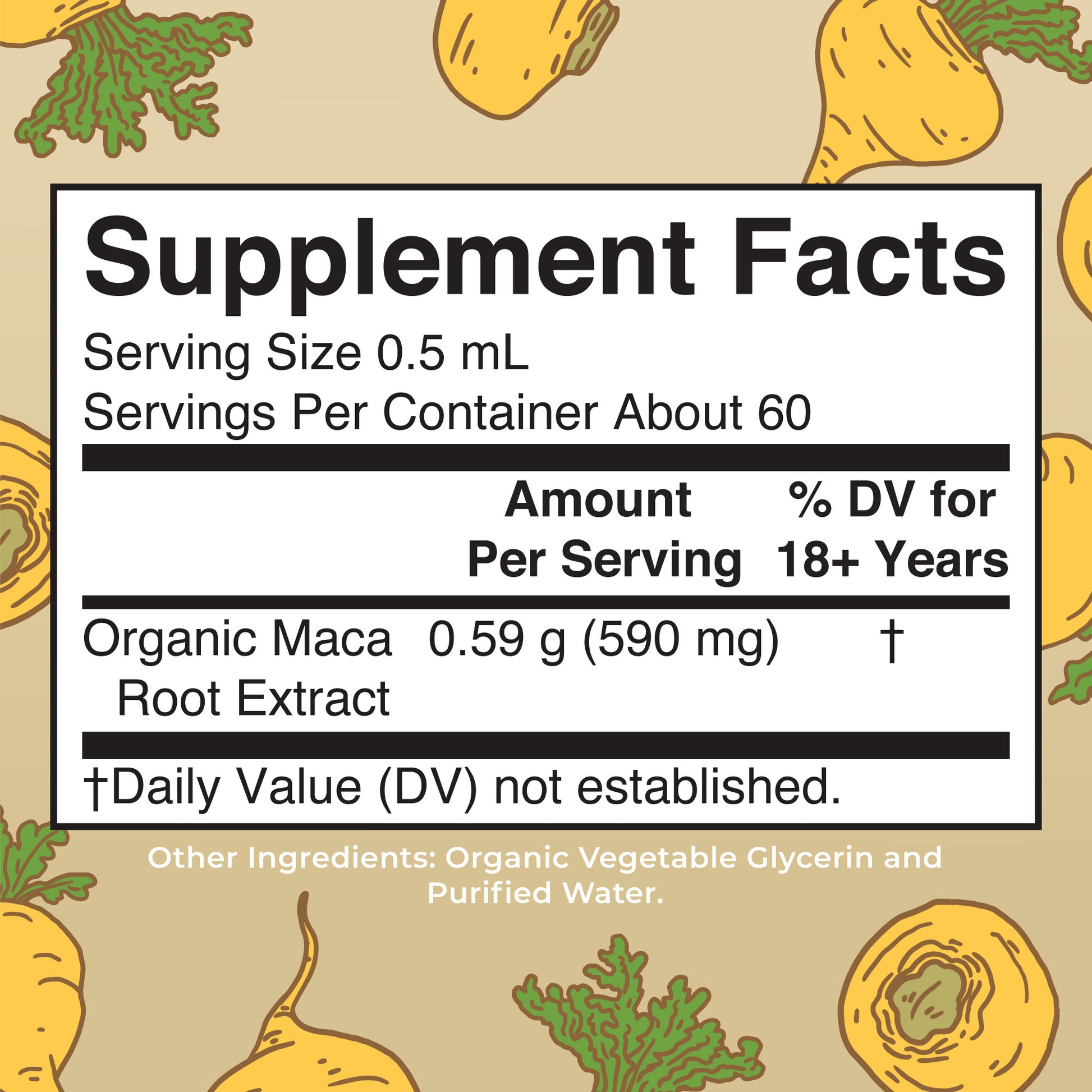 Organic Maca Root Liquid Drops Supplement Facts