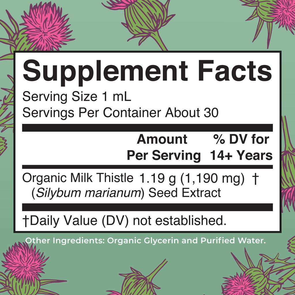 Organic Milk Thistle Seed Liquid Drops Supplement Facts