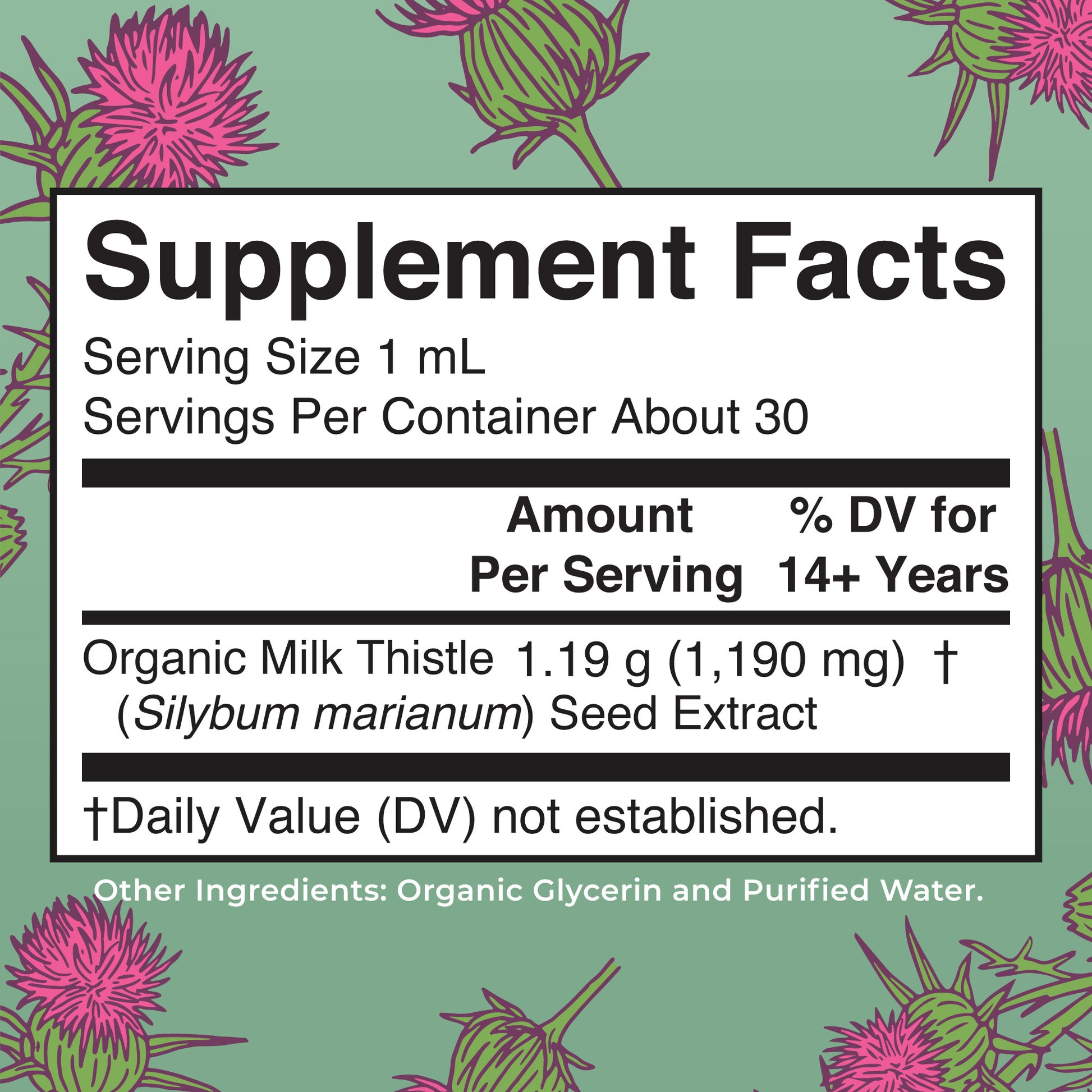 Organic Milk Thistle Seed Liquid Drops Supplement Facts