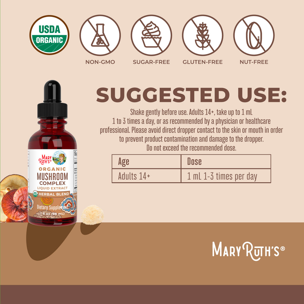 Organic Mushroom Complex Liquid Drops Suggested Use