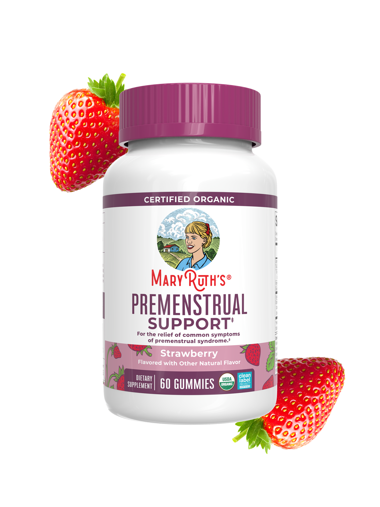 Organic Premenstrual Support Gummies Strawberry 60ct