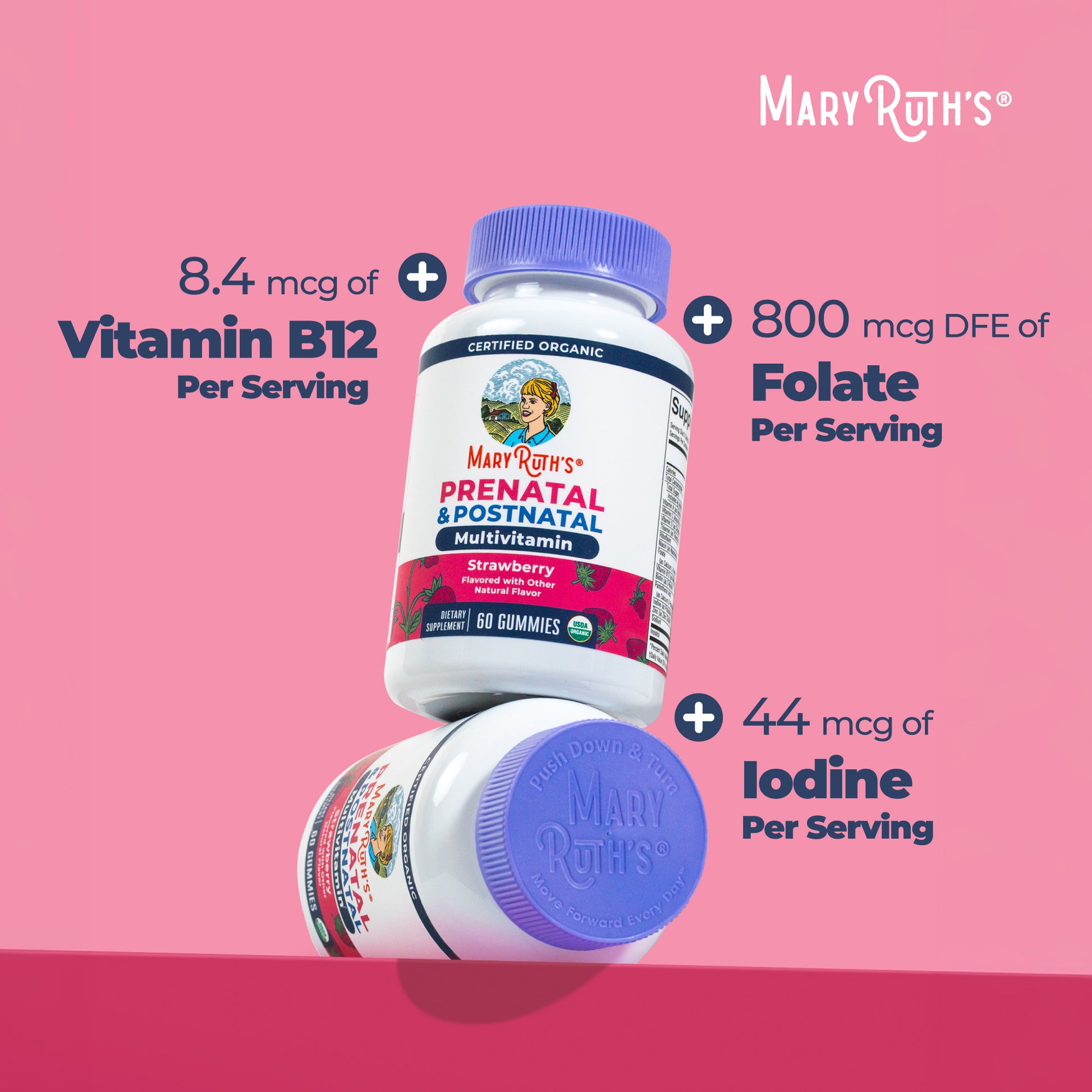 Organic Prenatal Postnatal Multivitamin Gummies Strawberry 60ct Benefits