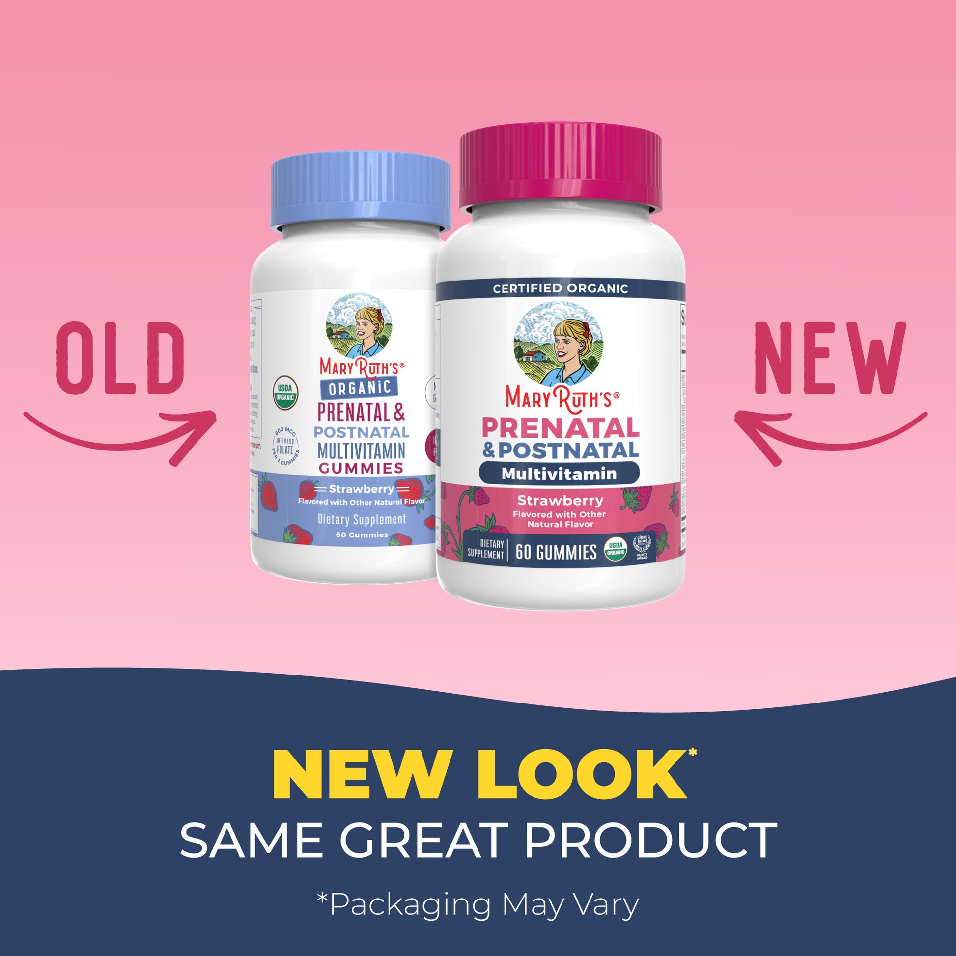 Organic Prenatal Postnatal Multivitamin Gummies Strawberry 60ct New Look
