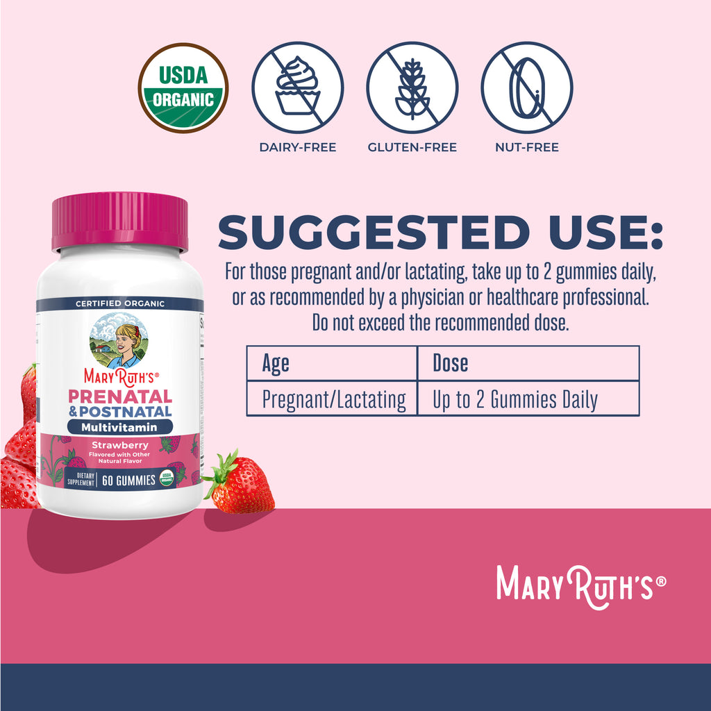 Organic Prenatal & Postnatal Multivitamin Gummies Suggested Use