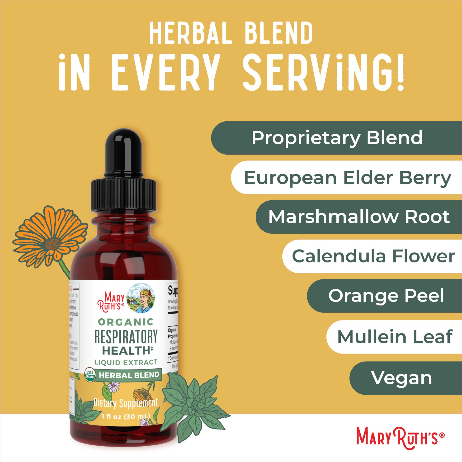 Organic Respiratory Health Herbal Blend Liquid Drops Ingredients