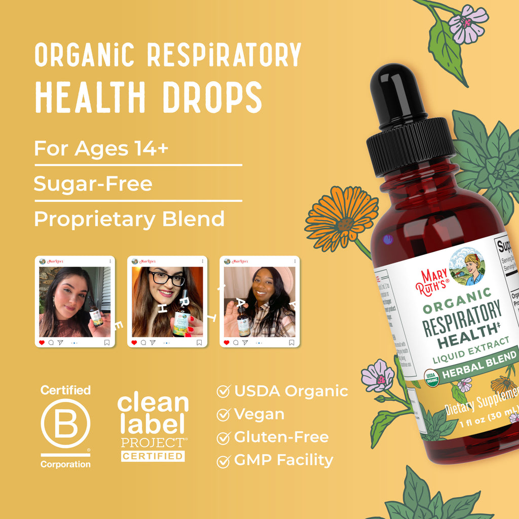 Organic Respiratory Health Herbal Blend Liquid Drops Lifestyle Bottle