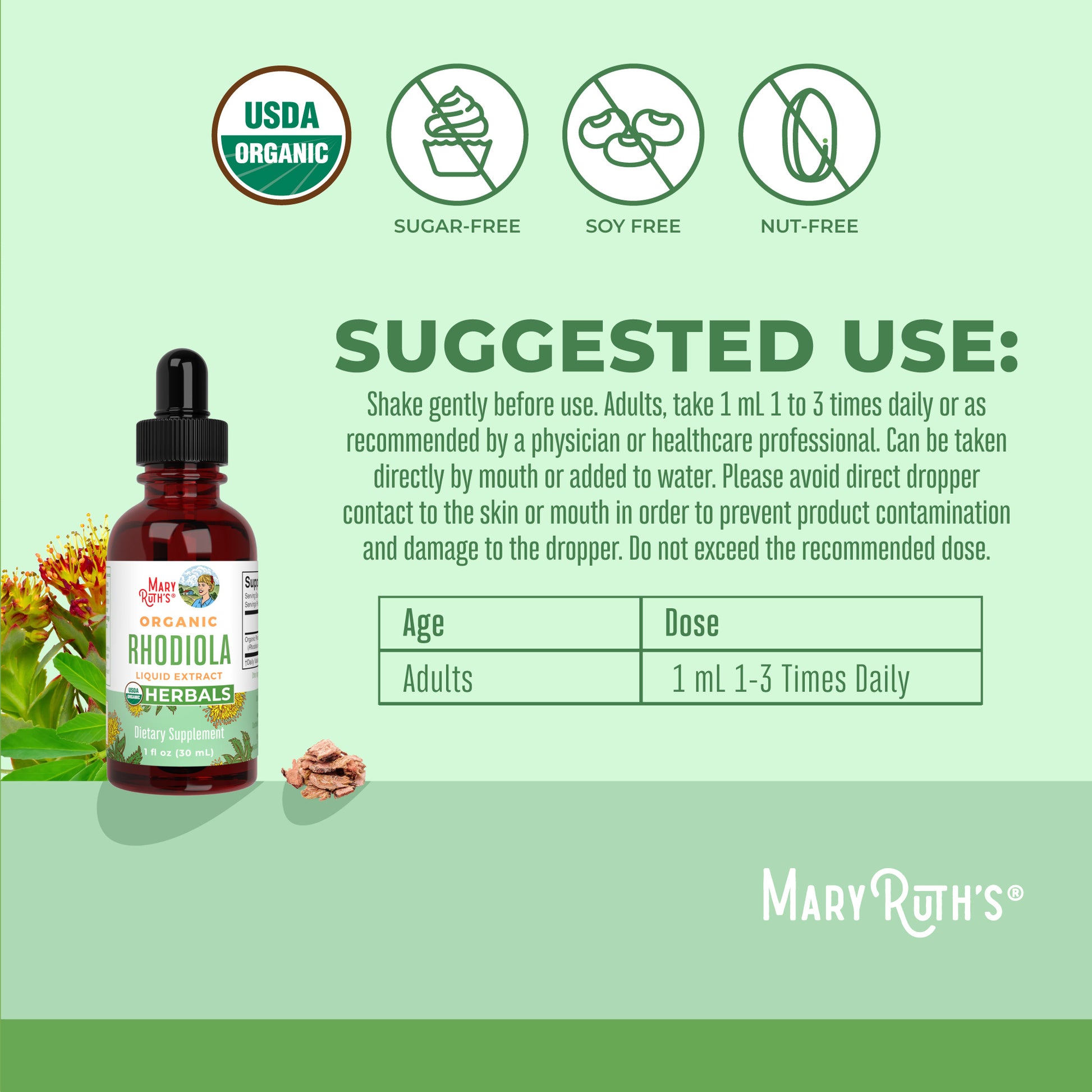 Organic Rhodiola Root Liquid Extract Suggested Use