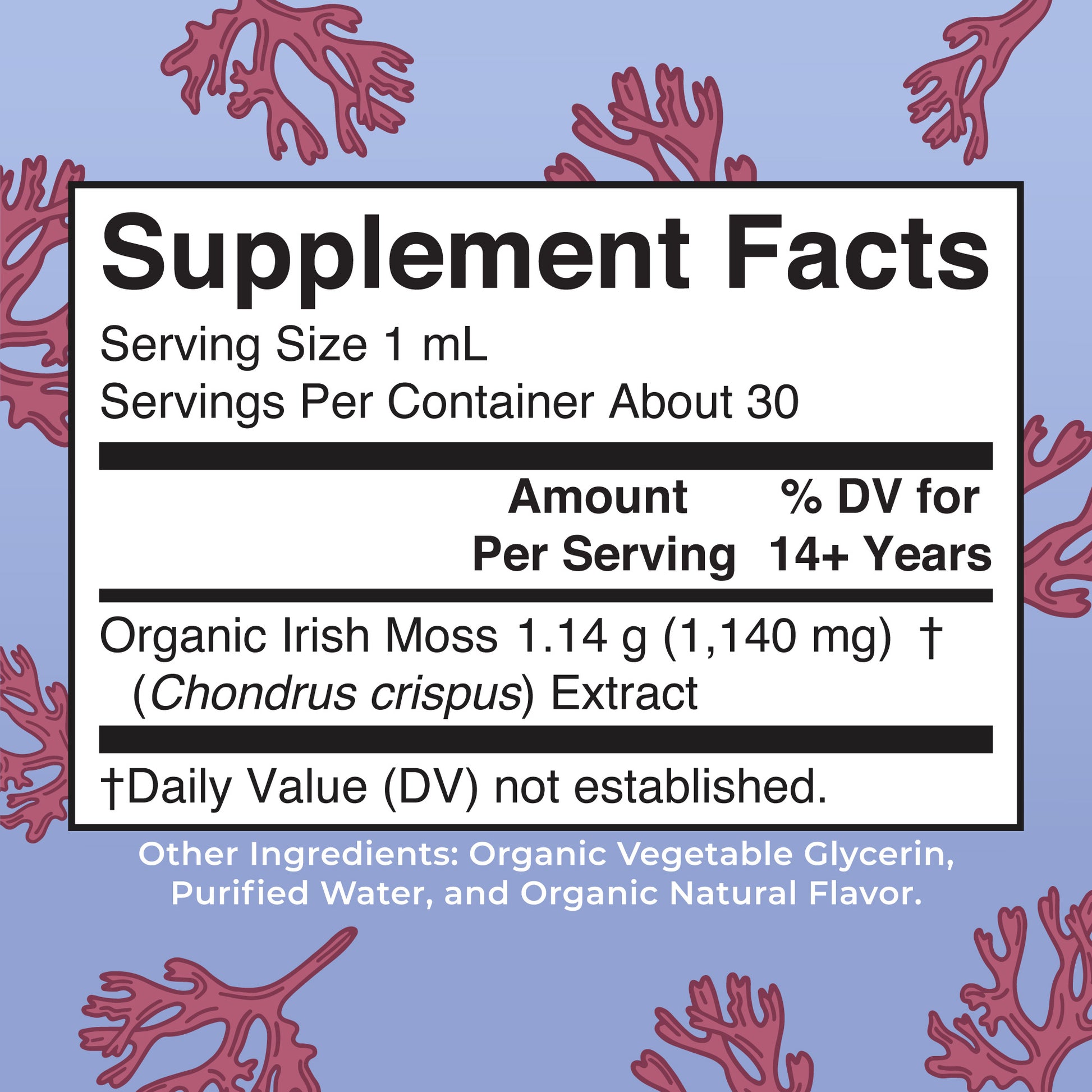 Organic Sea Moss Liquid Drops Supplement Facts