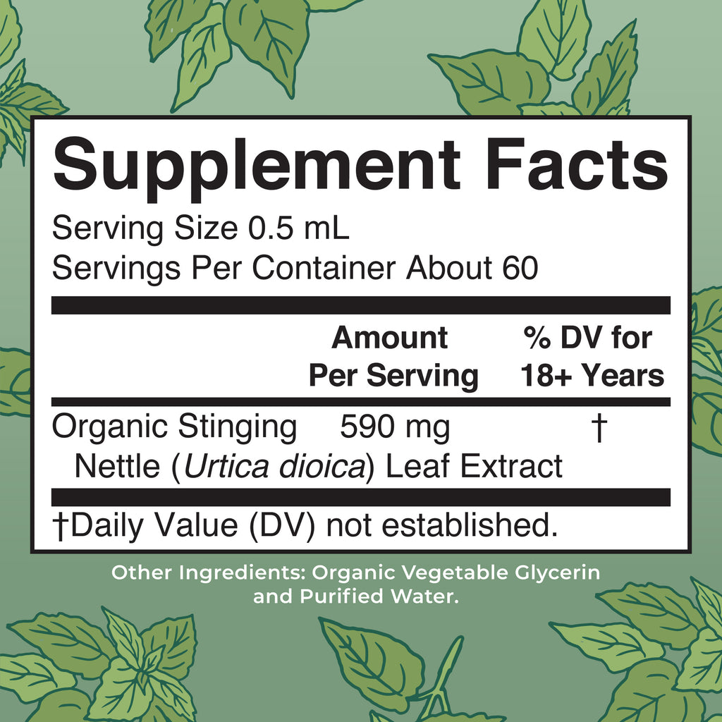 Organic Stinging Nettle Leaf Liquid Drops Supplement Facts