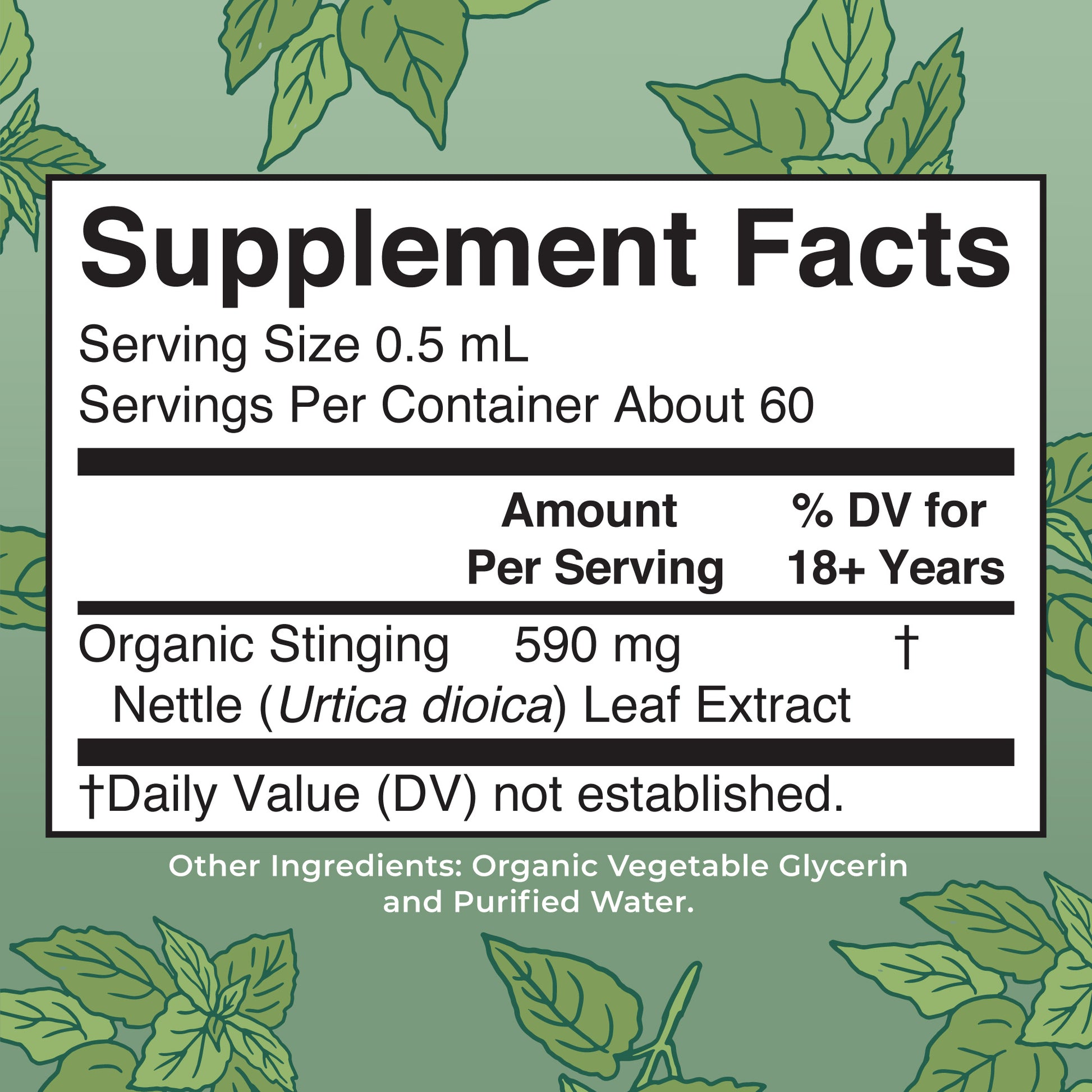 Organic Stinging Nettle Leaf Liquid Drops Supplement Facts