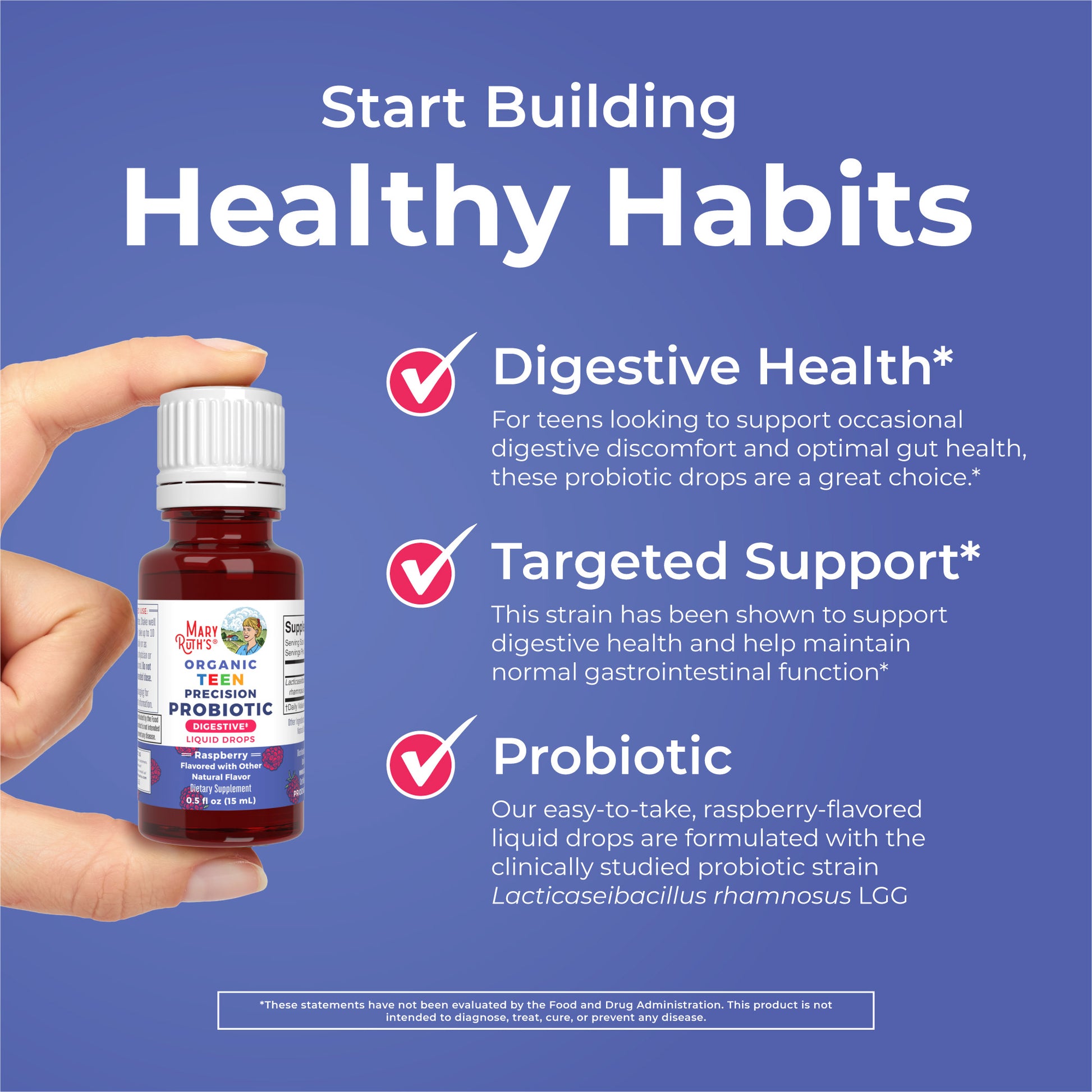 Organic Teen Precision Probiotic Digestive Liquid Drops Healthy Habits