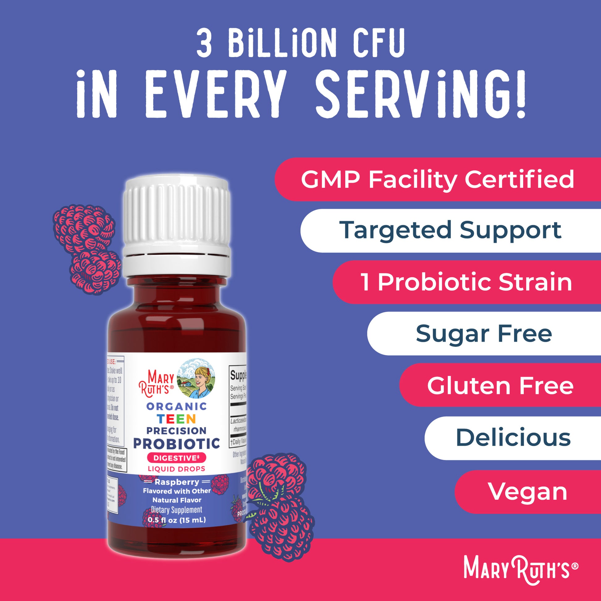 Organic Teen Precision Probiotic Digestive Liquid Drops Ingredients
