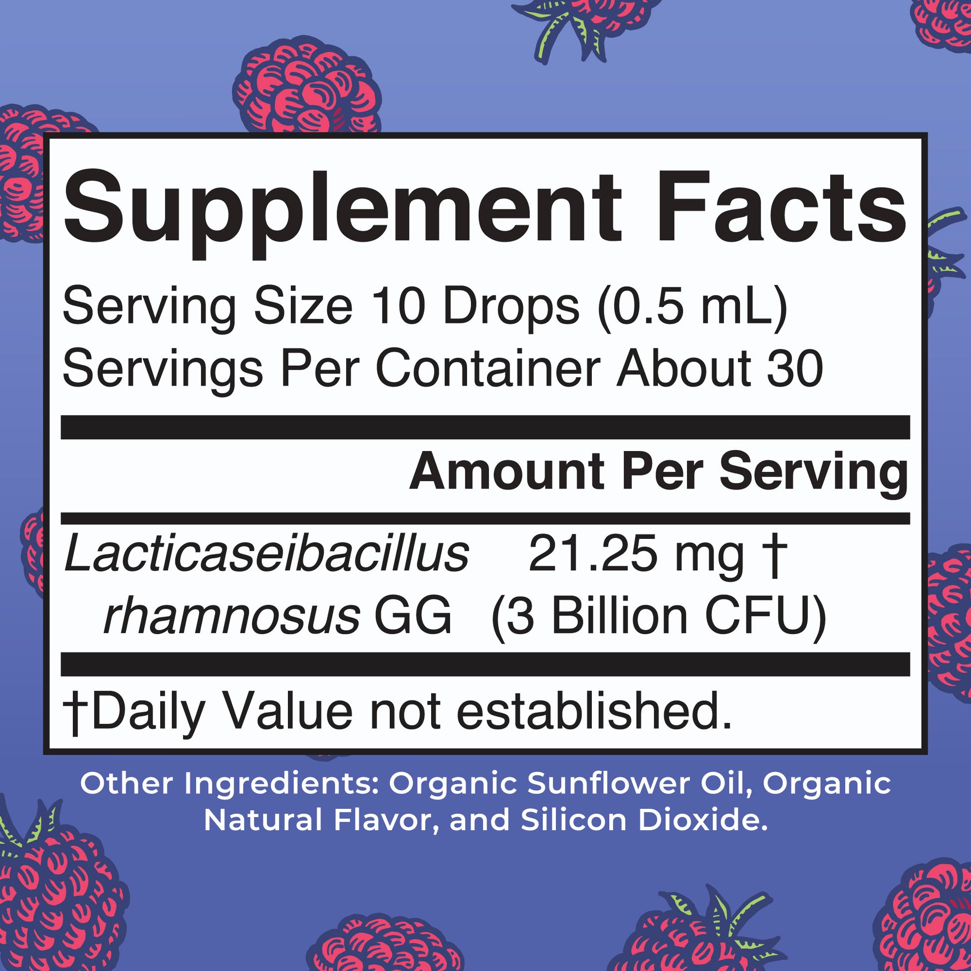 Organic Teen Precision Probiotic Digestive Liquid Drops Supplement Facts