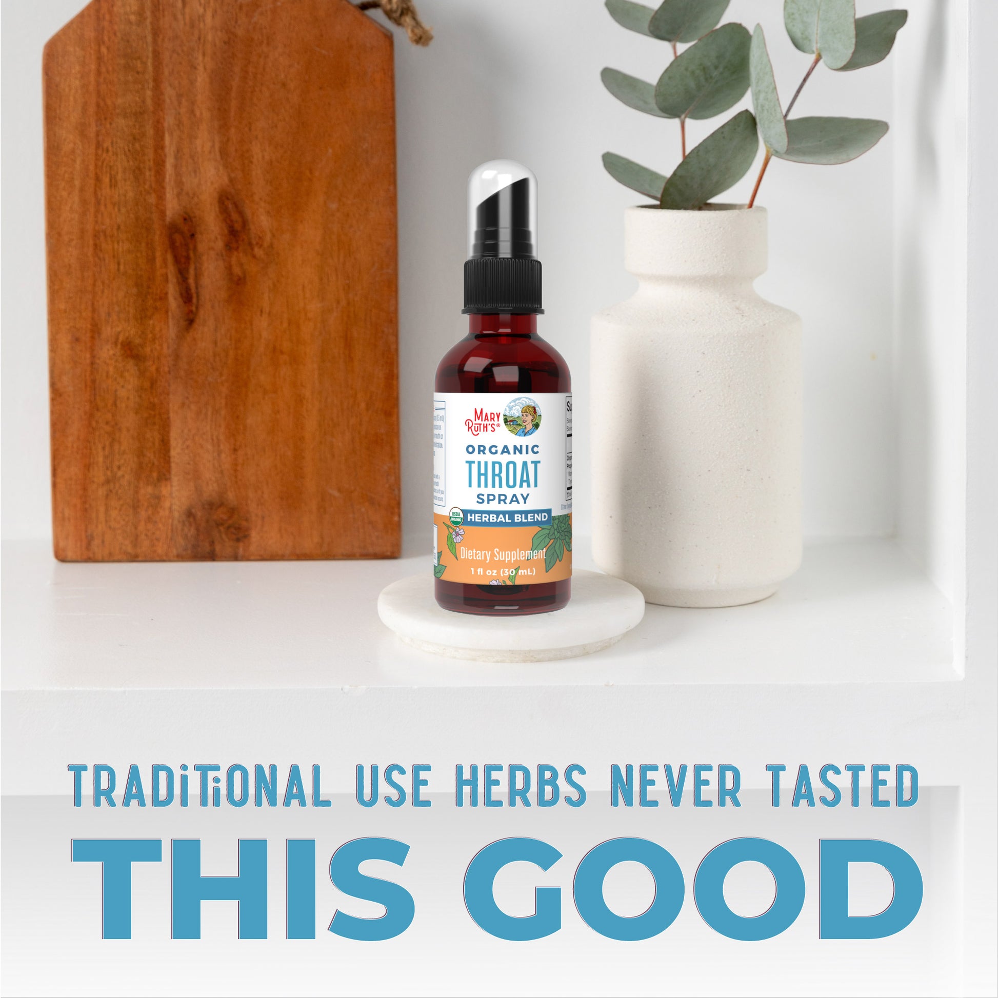 Organic Throat Spray (Unflavored) Lifestyle Bottle